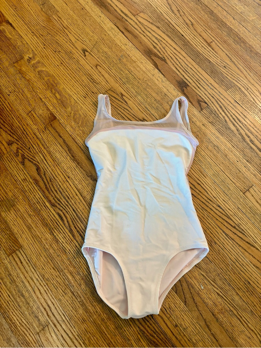 Barretto Leotard Light Pink Ribbed Fabric